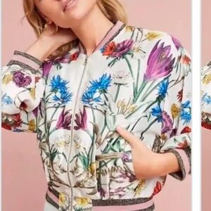 Elevenses Floral Bomber Jacket, Large. Like New.